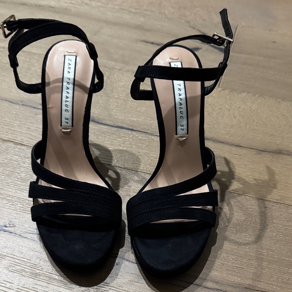Zara Elegant Black Strappy Heels